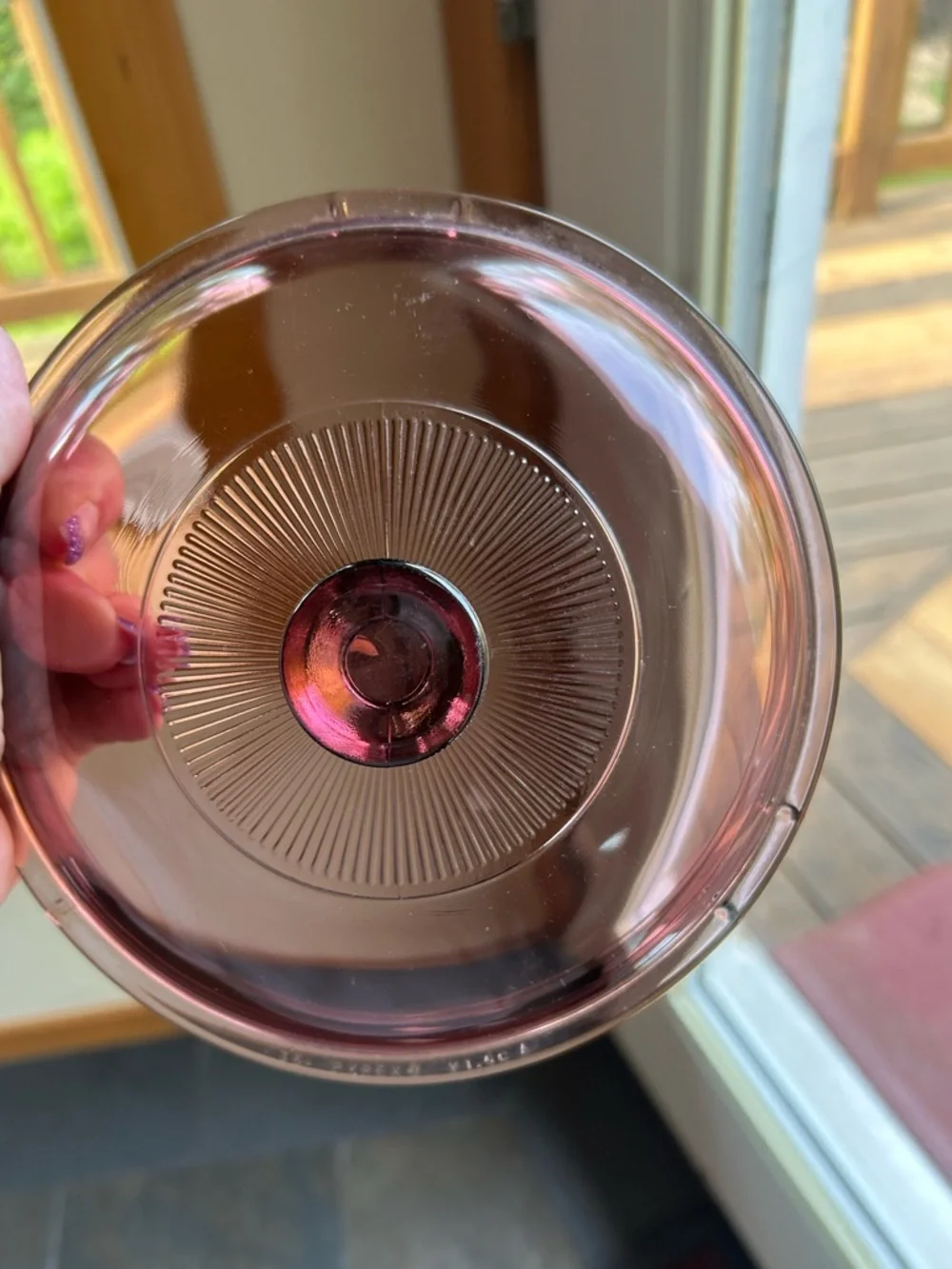 Pyrex Cranberry V-15-C 7.25” Lid Glass fits Cranberry Visions 1.5Qt